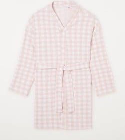 Mango Kids geruite badjas roze/wit
