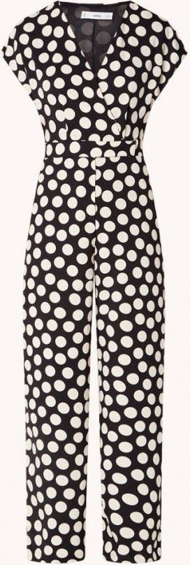 Mango Giralda straight fit jumpsuit met stippenprint