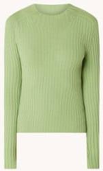 Mango Lisa ribgebreide top met opstaande kraag