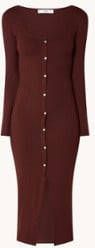Mango Lolypop ribgebreide midi jurk met knoopdetail