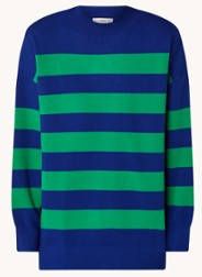 Mango fijngebreide trui donkerblauw/groen