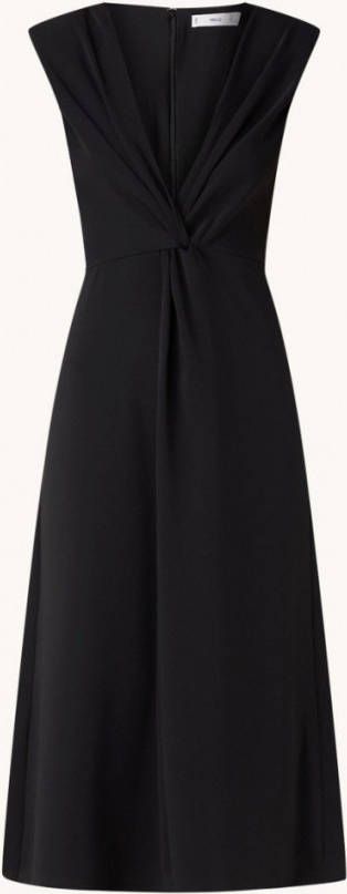 Mango Nudito midi jurk met geknoopt detail en schoudervulling