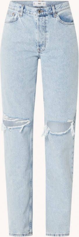 Mango Zoe high waist straight leg jeans met ripped details