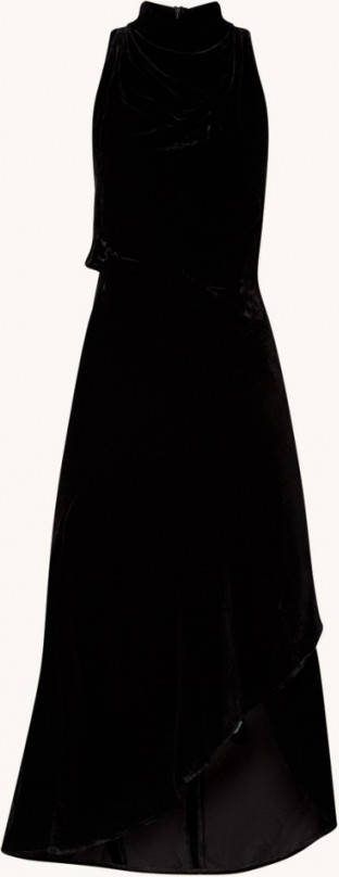 REISS Giannon midi jurk van fluweel met col