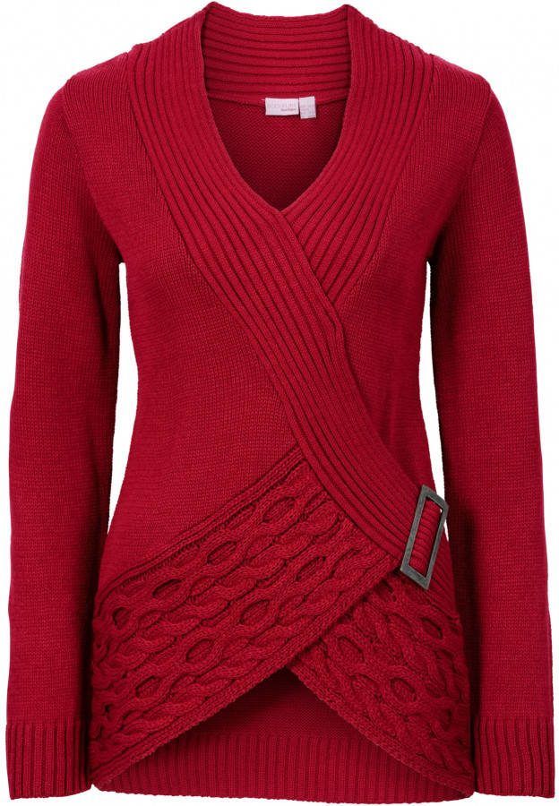 BODYFLIRT boutique Gebreide trui, donkerrood, 100% acryl