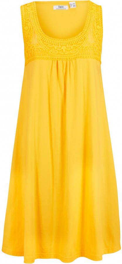 bpc bonprix collection Katoenen shirtjurk met kant, kanariegeel, 100% katoen