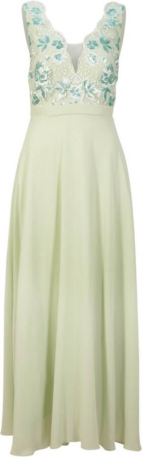 bonprix Premium chiffon jurk met pailletten en borduursel