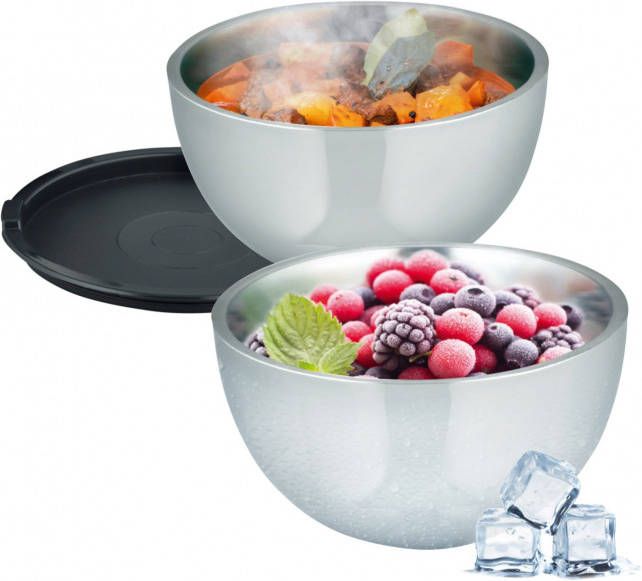 Meine Küche Set van 2 warmhoudschalen Zilverkleur