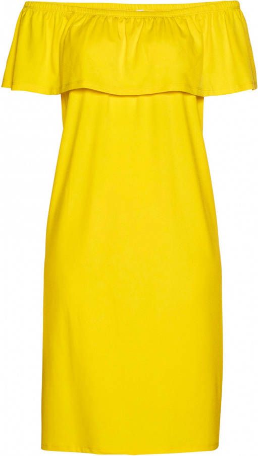 bpc selection Carmen jurk, geel, 95% polyester, 5% elastan