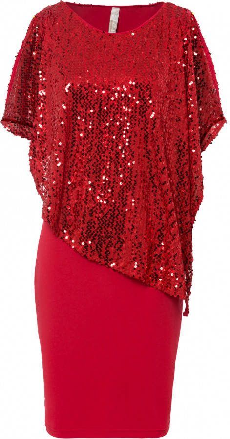 bonprix Cold shoulder jurk met pailletten
