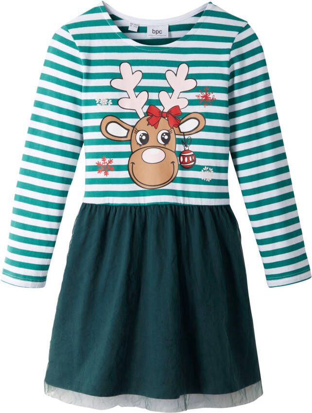 bonprix Meisjes jersey kerstjurk met tule