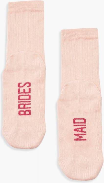 boohoo Geribbelde Bruidsmeisjes Sokken, Roze