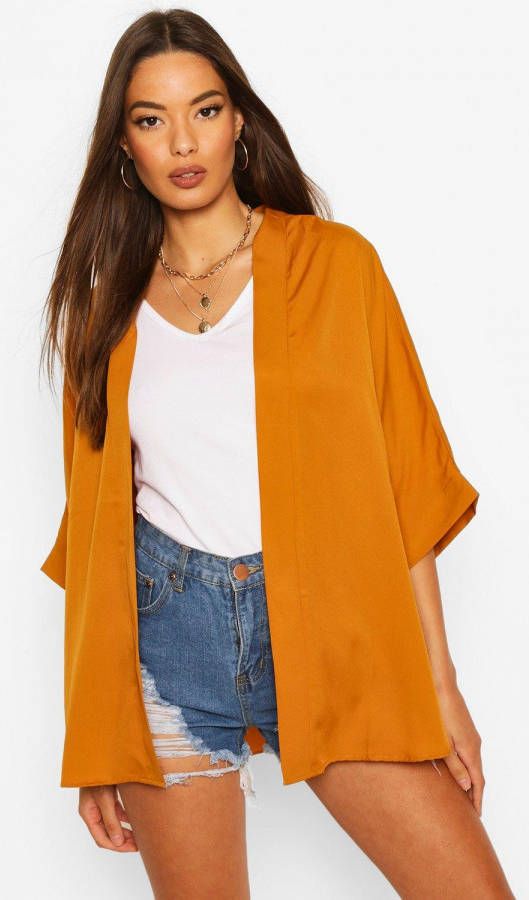 boohoo Cr&#xEA, pe Kimono, Mosterd
