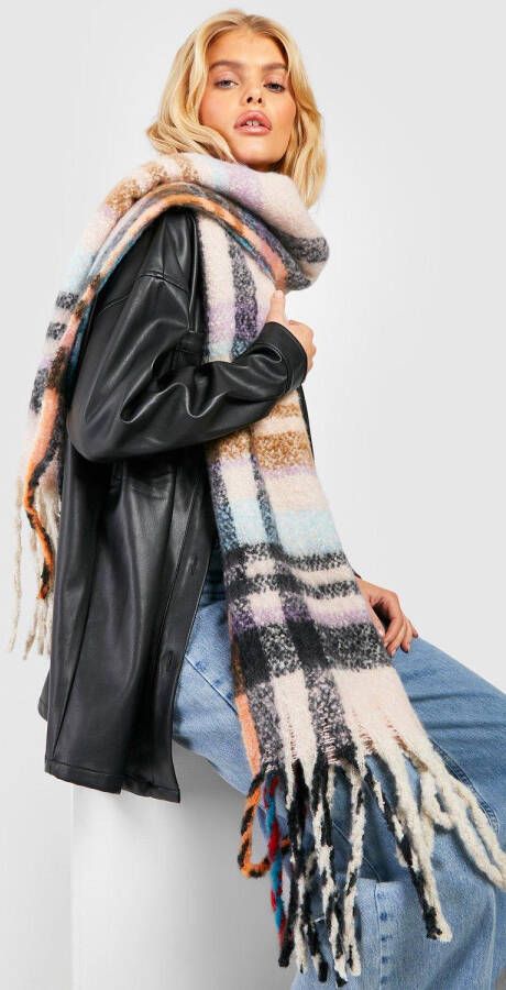 boohoo Dikke Monochrome Sjaal Met Kwastjes, Multi