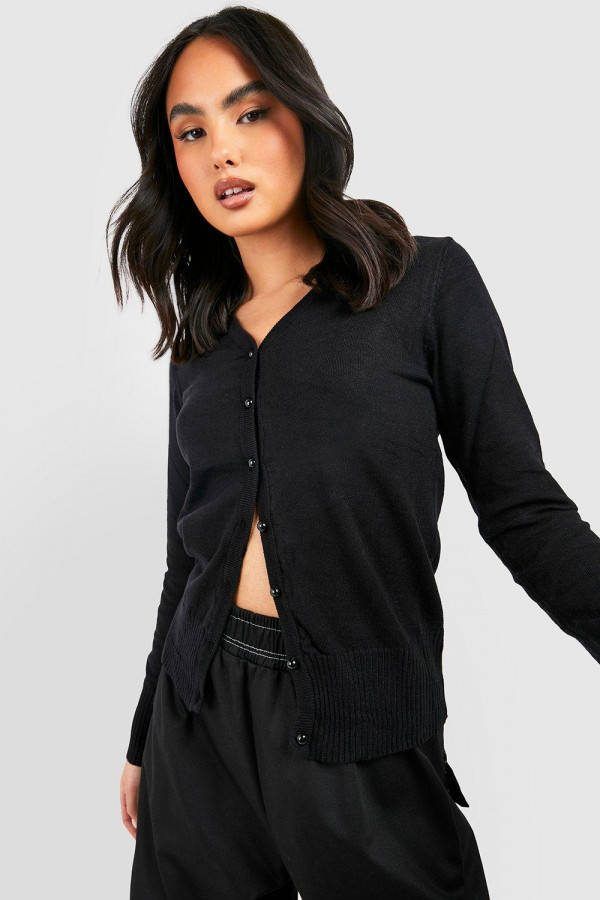 boohoo Fijn Gebreide Basic Bolero, Black