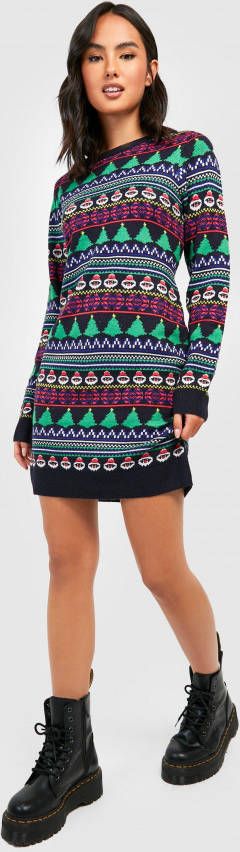 boohoo Gebreide Kersttrui Jurk, Navy