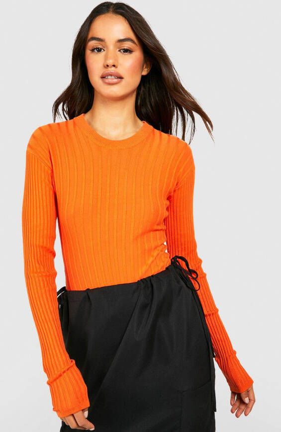 boohoo Geribbelde Gebreide One Piece, Orange