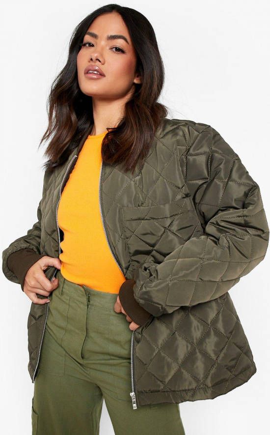 boohoo Gewatteerd Bomberjack, Olive