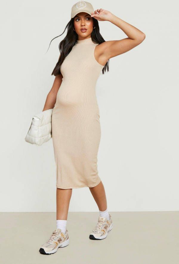 boohoo High Waist Skinny Fit Broek Met Ceintuur En Gesp, Stone