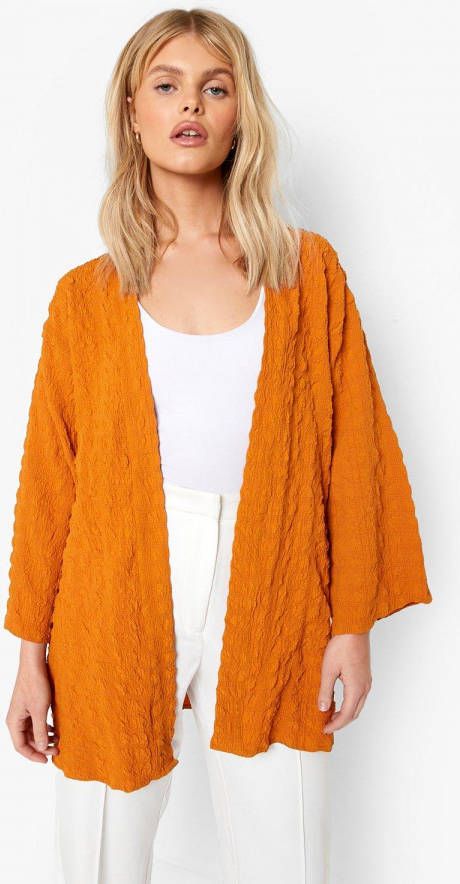 boohoo Kimono Met Textuur, Mustard