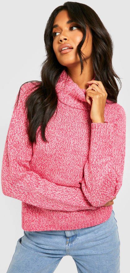 boohoo Korte Gebreide Mergel Coltrui, Pink