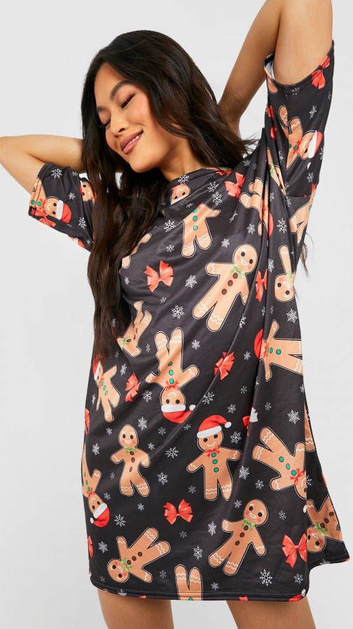 boohoo Leuke Kerst T Shirtjurk, Black