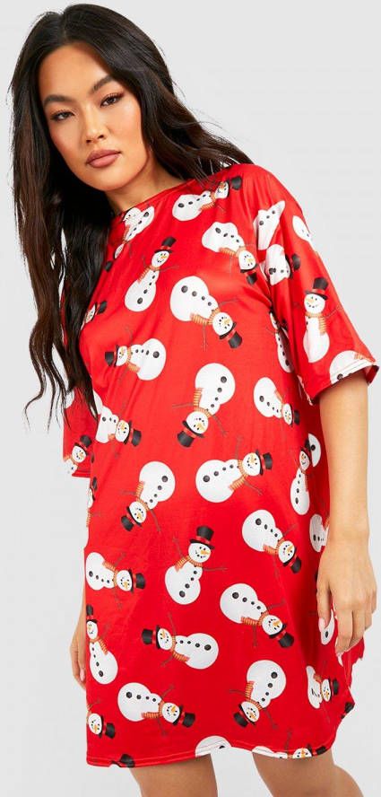 boohoo Leuke Kerst T Shirtjurk, Red