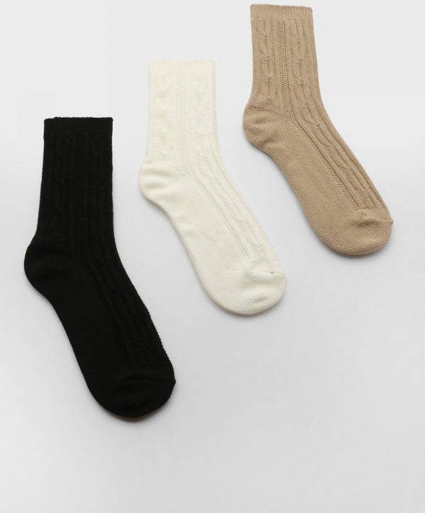 boohoo Monochrome Grof Gebreide Sokken(3 Paar ), Multi