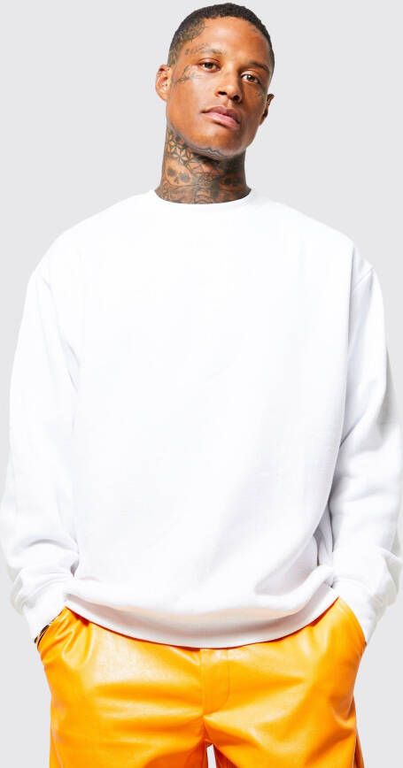 boohoo Oversized Basic Trui Met Crewneck, White