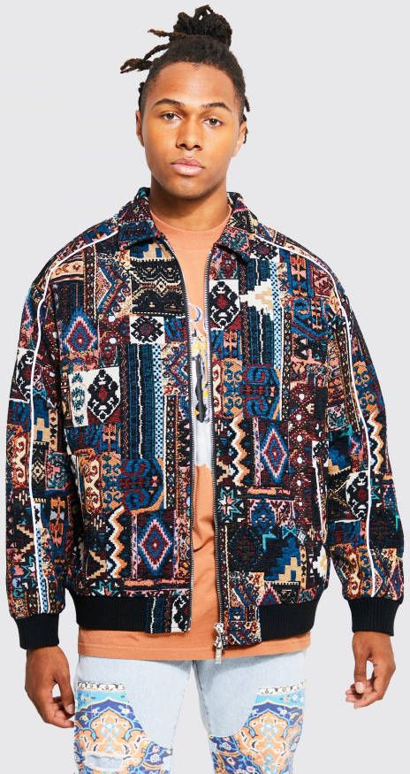 boohoo Oversized Gestreept Bomberjack Met Kraag, Multi