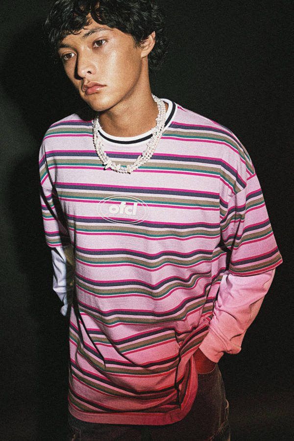 boohoo Oversized Gestreept T Shirt Met Lange Mouwen En Neplaag, Lilac