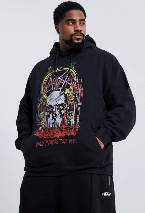 boohoo Plus Gelicenseerde Slayer Hoodie, Black