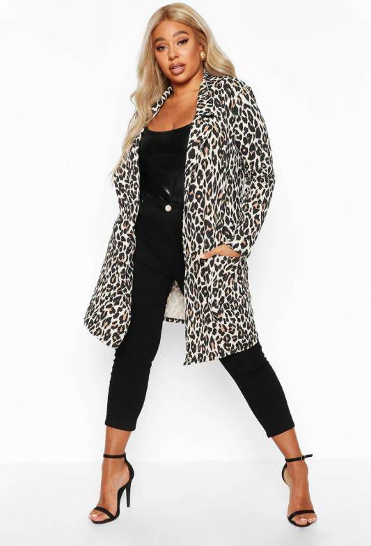 boohoo Plus Luipaardprint Duster Jas, Geelbruin