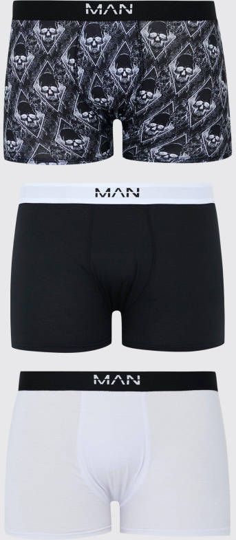 boohoo Plus Man Dash Schedel Boxers(3 Stuks ), Multi