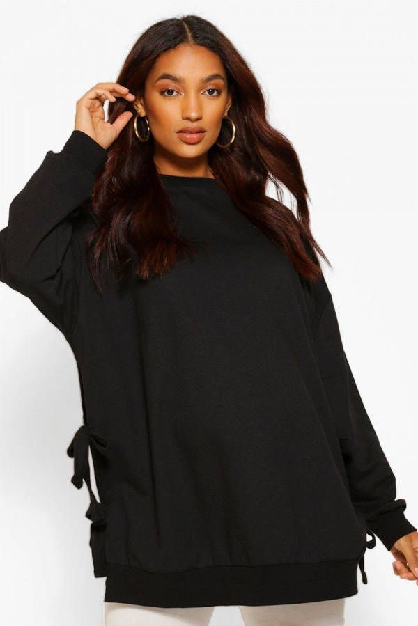 boohoo Zwangerschap Borstvoeding Sweater Met Zijstrikjes, Babyroze