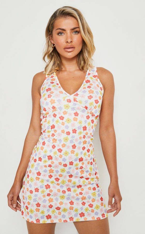 boohoo Retro Bloemen Zonnejurk, Orange