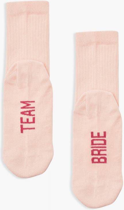 boohoo Geribbelde Team Bride Sokken, Roze