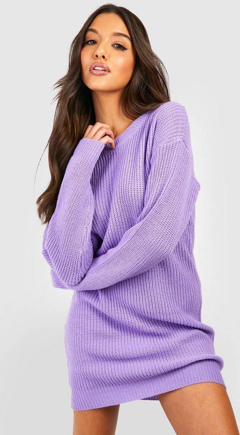 boohoo Trui Jurk Met Crewneck, Purple