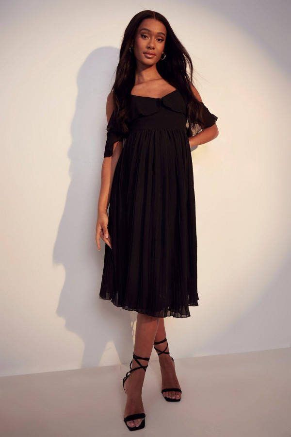 boohoo Zwangerschap Bruidsmeisjes Jurk Met Uitgesneden Schouders, Black
