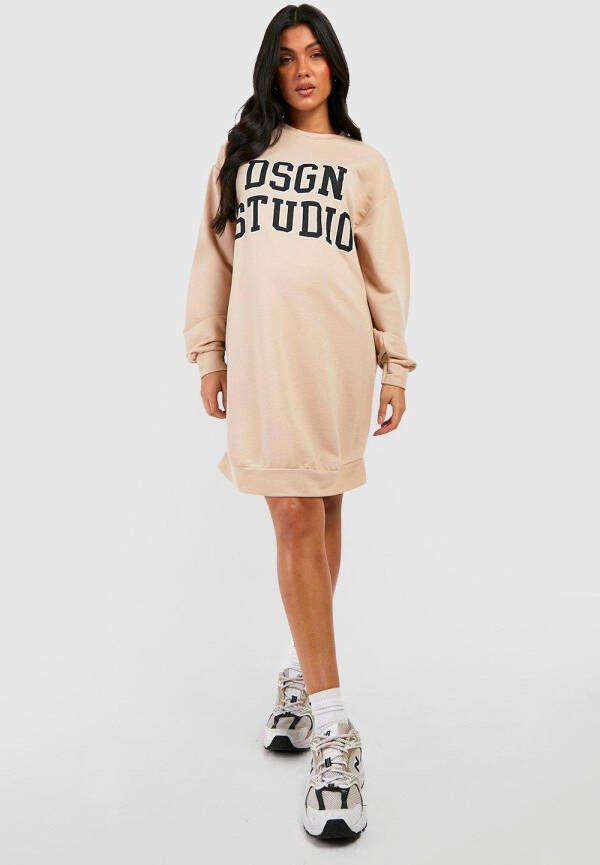boohoo Zwangerschap Dsgn Studio Trui Jurk Met Print, Taupe