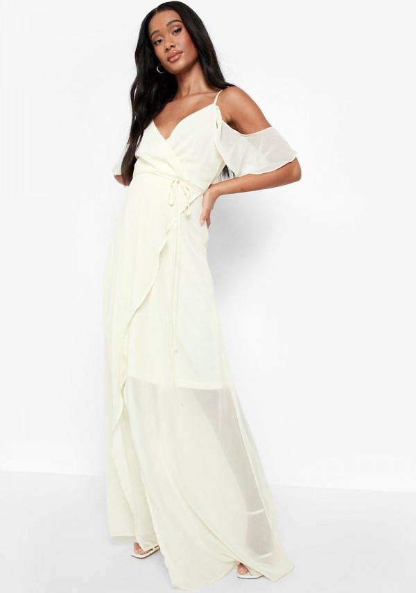 boohoo Zwangerschap Gelegenheids Maxi Jurk Met Uitgesneden Schouders, Lemon