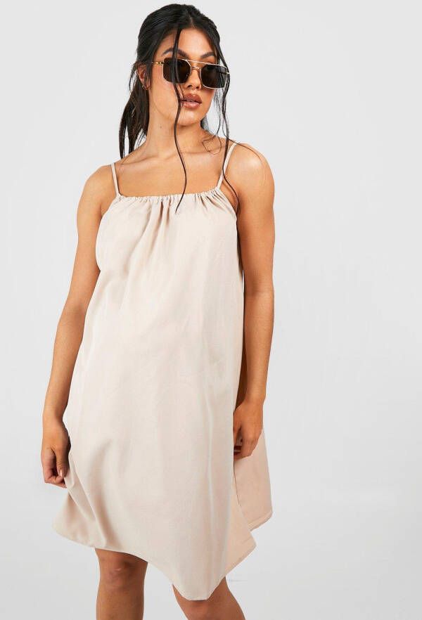 boohoo Zwangerschap Geweven Swing Jurk Met Bandjes, Stone