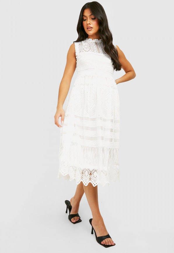 boohoo Zwangerschap Kanten Boutique Skater Jurk, Ivory