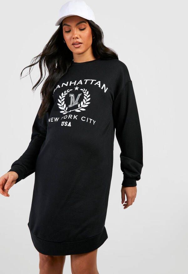 boohoo Zwangerschap Manhattan Trui Jurk Met Print, Black