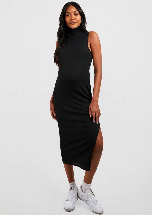 boohoo Zwangerschap Midaxi Jurk Met Col, Black