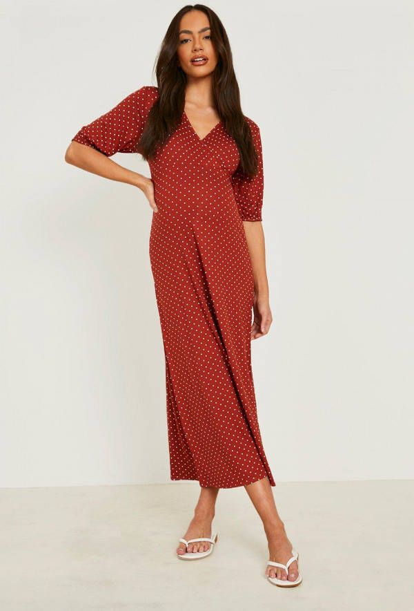 boohoo Zwangerschap Midaxi Jurk Met Stippen, Rust