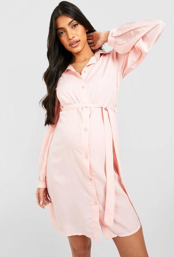 boohoo Zwangerschap Mini Blouse Jurk, Rose
