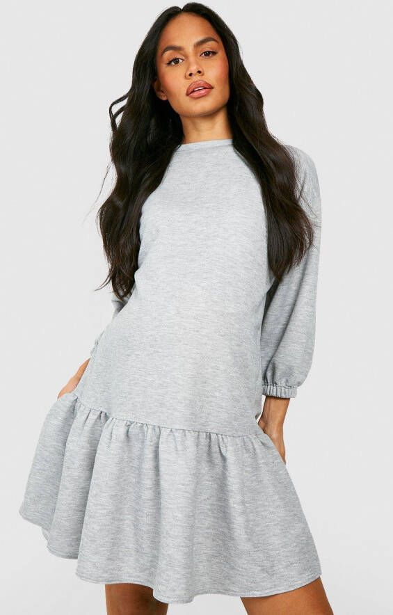 boohoo Zwangerschap Oversized Peplum Trui Jurk, Grey Marl