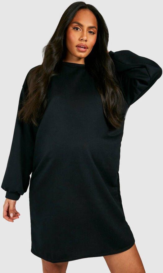 boohoo Zwangerschap Oversized Trui Jurk, Black