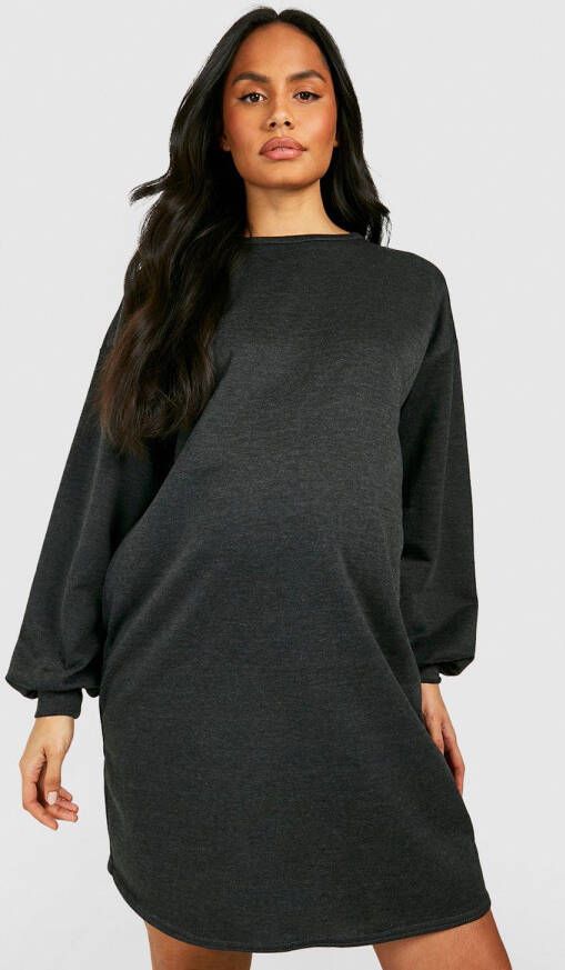 boohoo Zwangerschap Oversized Trui Jurk, Charcoal